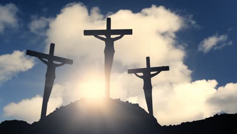 Kreuze-Auf-Einem-Hügel-Kreuzigung-Kreuz-Jesus-Christus-Christliche-Religion-Kirche-Bibel